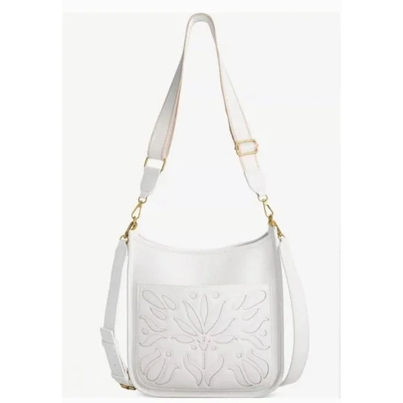 Style & Co White Floral Cutout Crossbody Bag Gold Hardware Boho Chic NWT - Picture 4 of 5